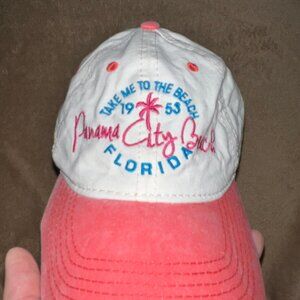 Alvin's Island Panama Beach FL Take me to the Beach Peach Teal Cream‎ Hat Cap